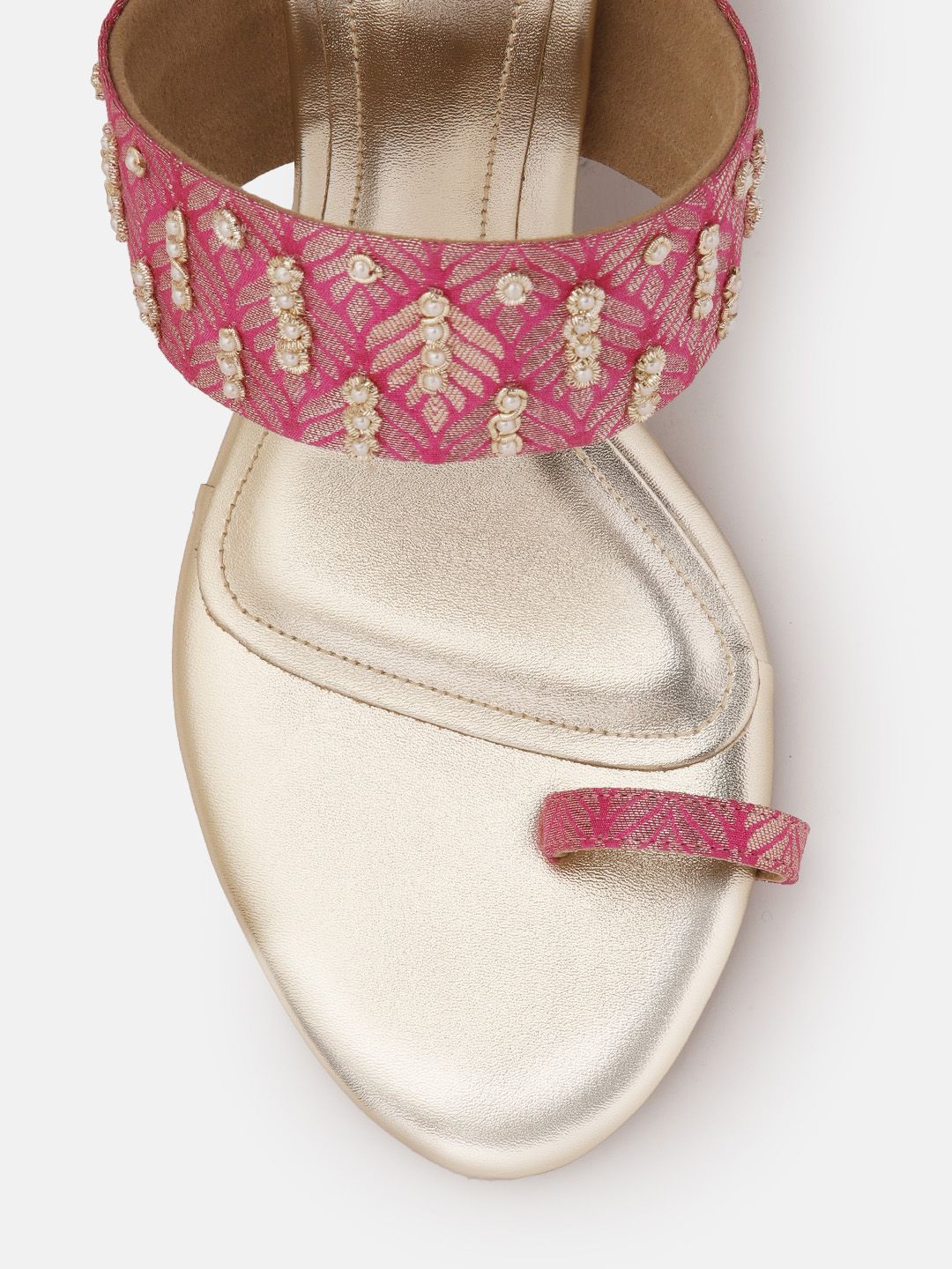 House of Pataudi Woven Design Ethnic One Toe Slim Heels