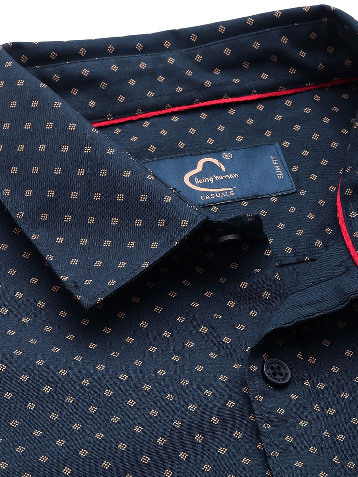 Being Human Spread Collar Micro Ditsy Printed Slim Fit Casual Shirt