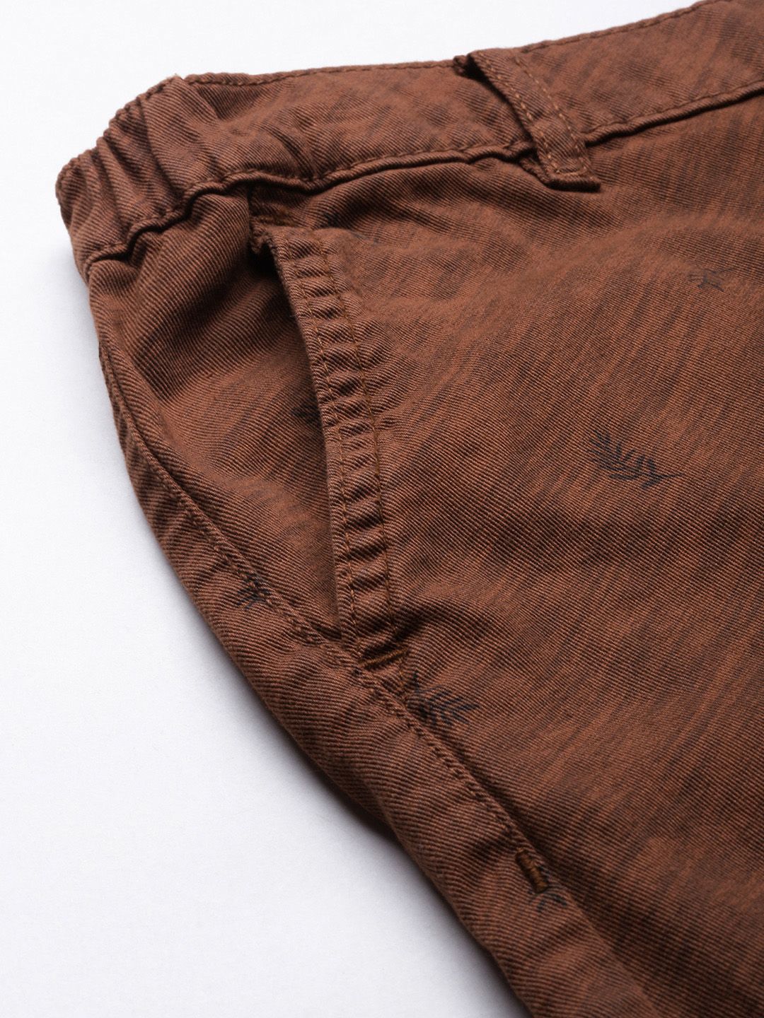 The Indian Garage Co Men Brown Tropical Printed Slim Fit Shorts