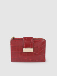Lino Perros Women Red Animal Printed PU Zip Around Wallet