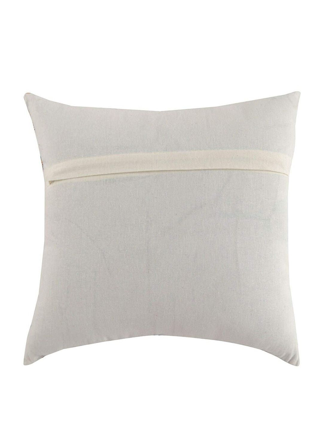 STITCHNEST Yellow & White Colourblocked 16" x 16" Square Cushion Cover