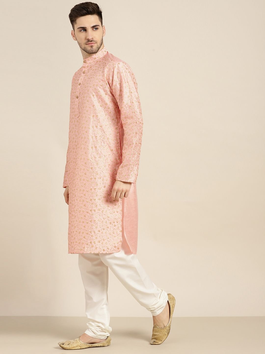 SOJANYA Kurta Lelaki Berwarna Peach & Beige