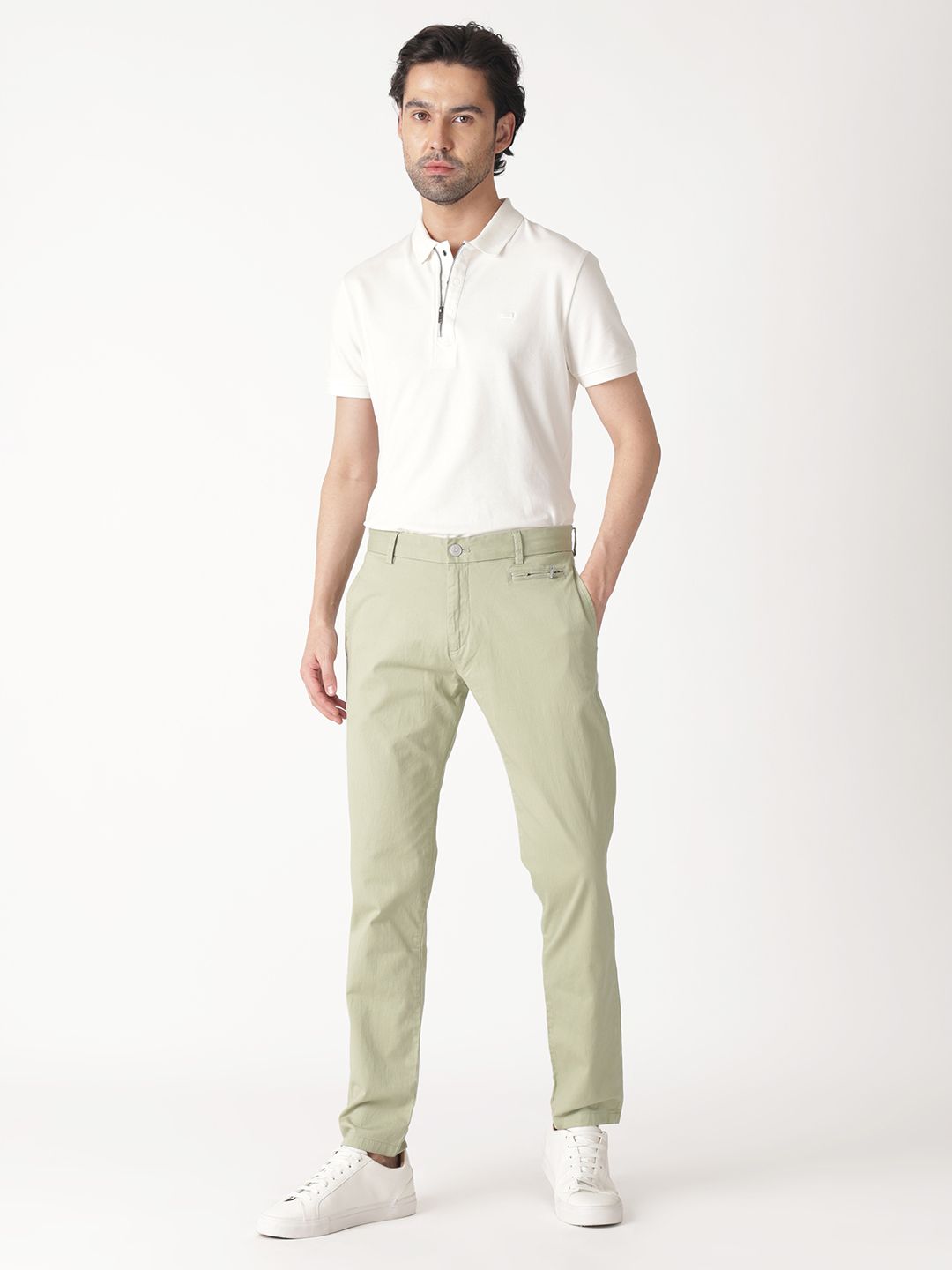 RARE RABBIT Men Clovet Cotton Slim Fit Mid-Rise Trouser