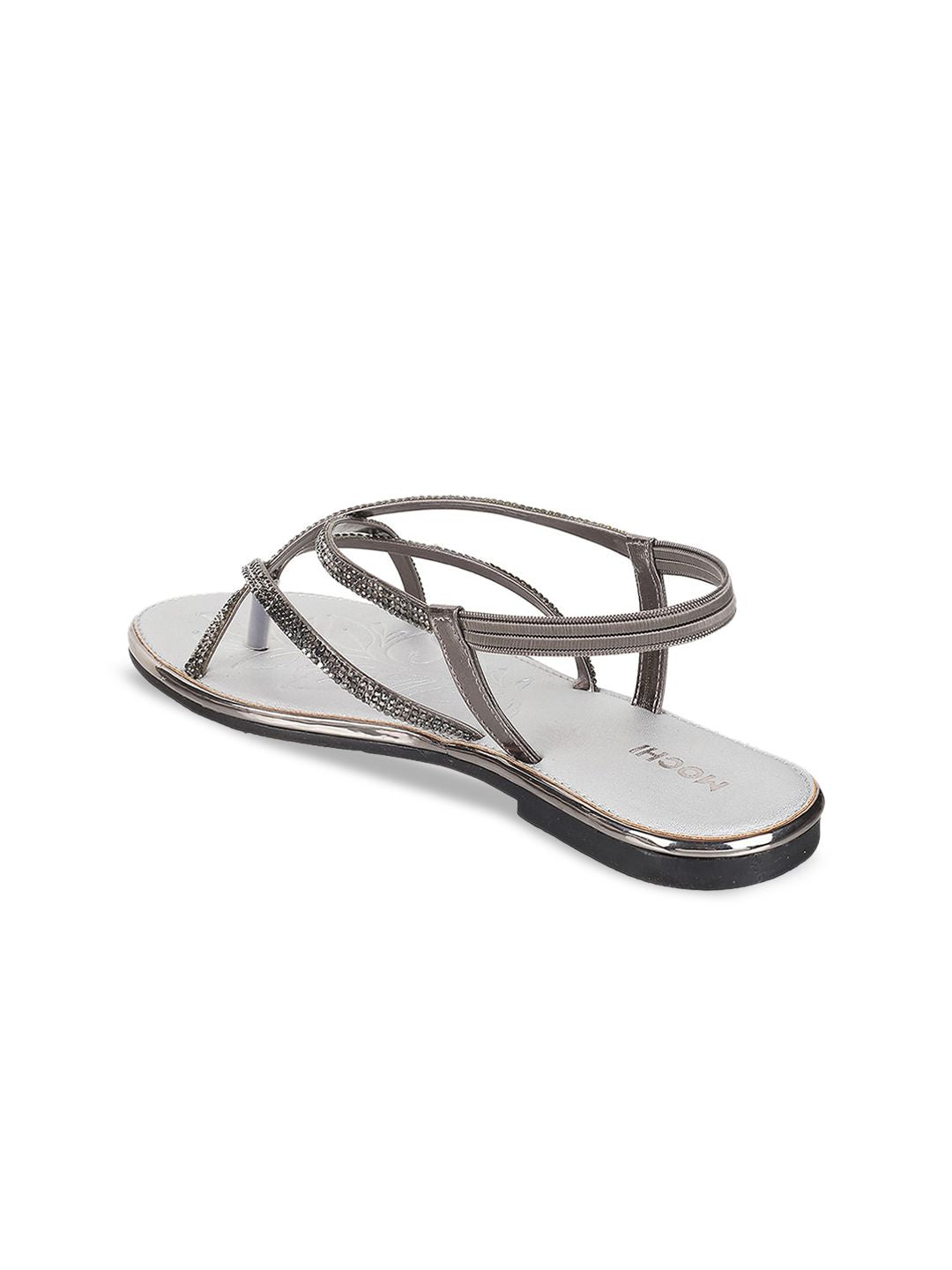 Mochi Embellished Strappy Open Toe Flats With Backstrap