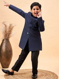 Vastramay Boys Reka Bentuk Diri Mandarin Collar Sherwani Set