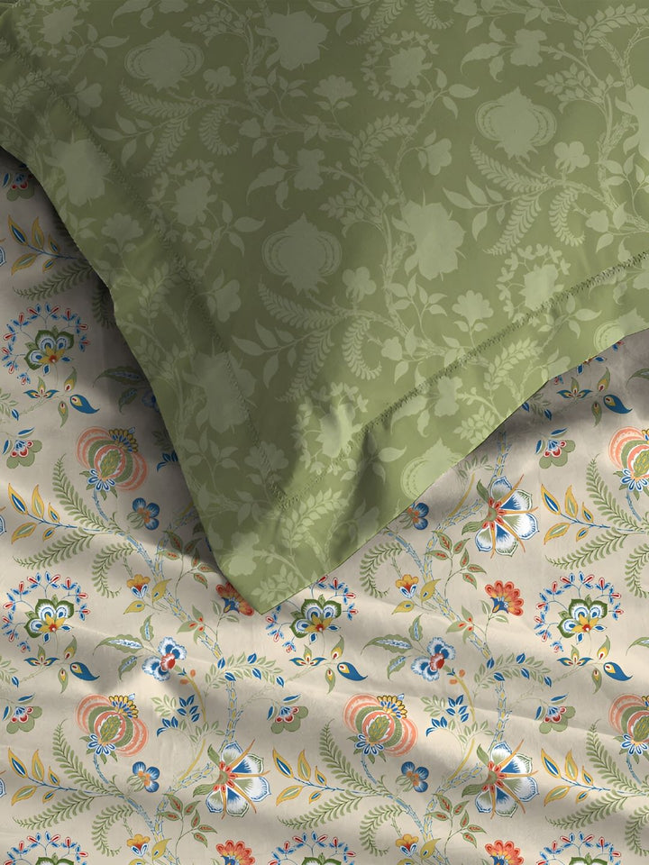 TRIDENT English Chintz Soft Comfort 210TC King Pure Cotton 1 Fitted Sheet with 2 Pillow Covers