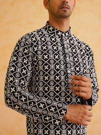 SOJANYA Ethnic Motifs Embroidered Regular Thread Work Pure Cotton Kurta with Churidar