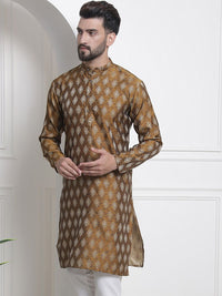 SOJANYA Mandarin Collar Zari Ethnic Motif Woven Deign Kurta