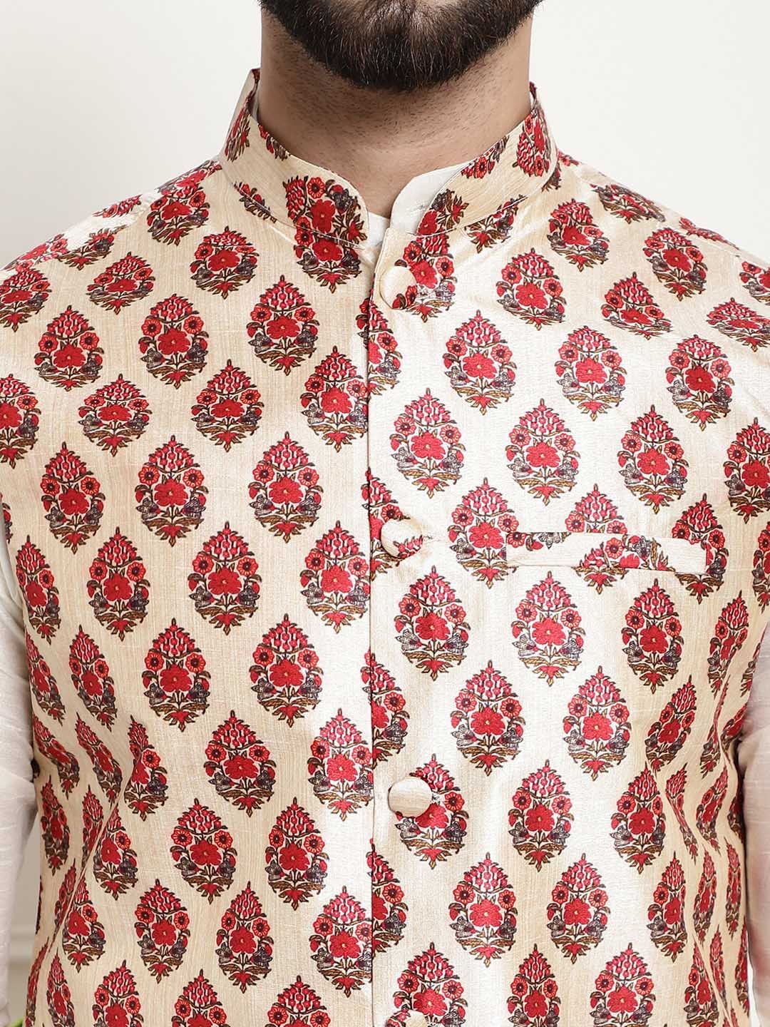 SOJANYA Men Off White Regular Kurta with Churidar