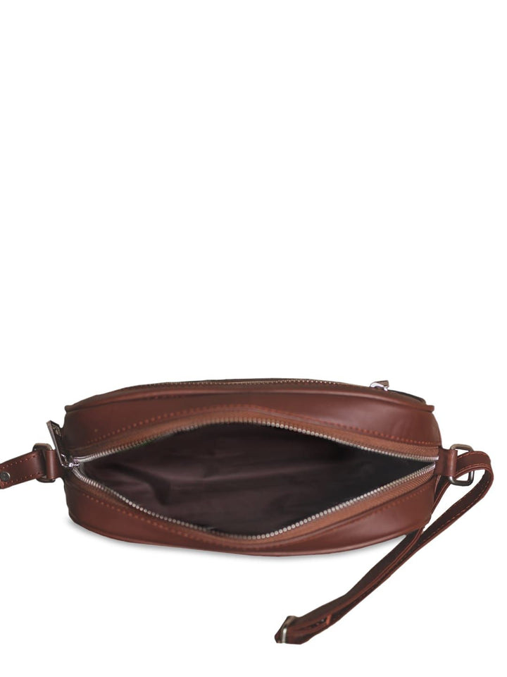 ZOUK Black & Orange Ikkat Woven Design Handcrafted Vegan Leather Sustainable Sling Bag