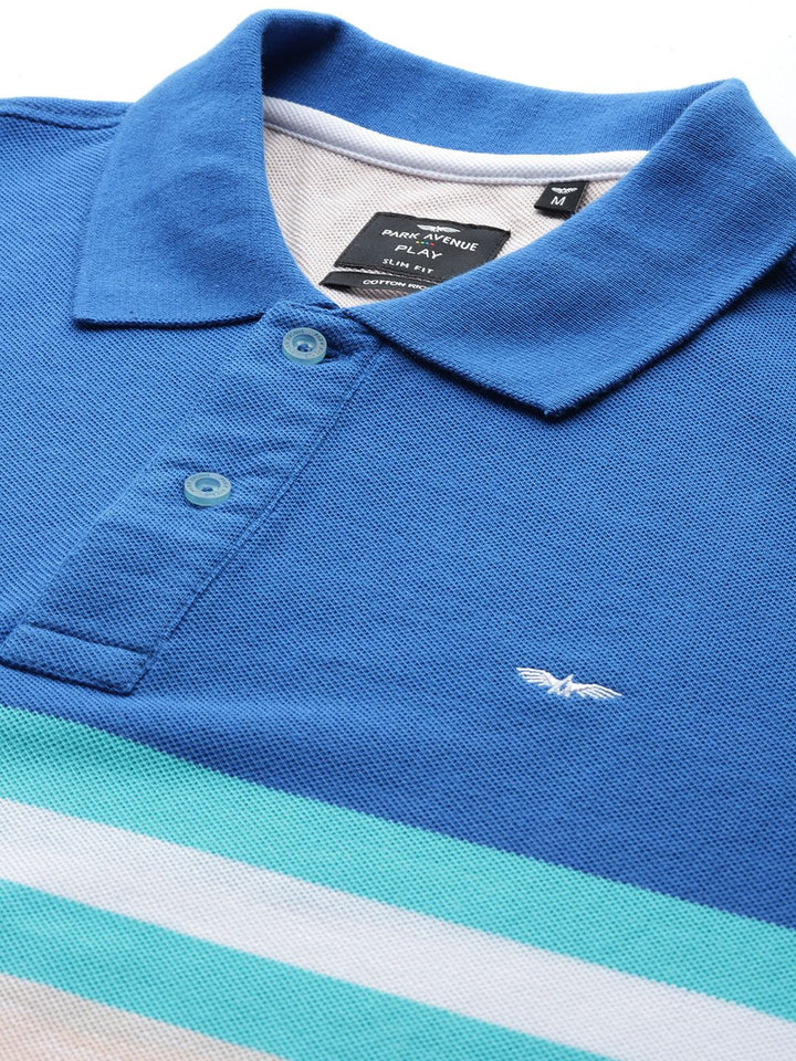 Park Avenue Striped Polo Collar Slim Fit T-shirt