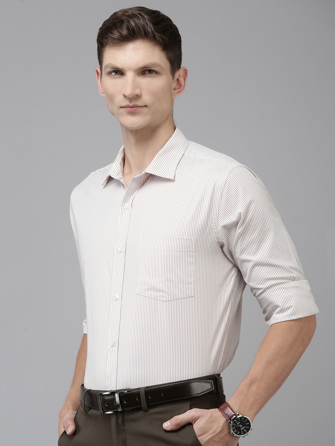 Park Avenue Slim Fit Opaque Striped Formal Shirt