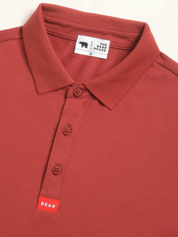 THE BEAR HOUSE Polo Collar Short Sleeves Slim Fit T-shirt