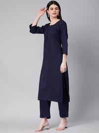KALINI Striped Round Neck Kurta with Trousers