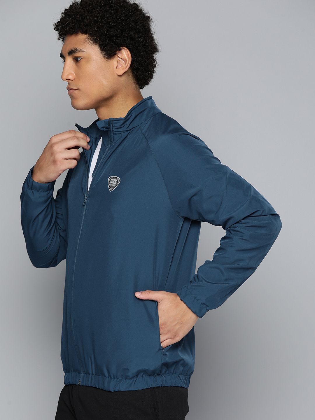 HRX by Hrithik Roshan Men Teal Blue Solid Football Rapid-Dry Sporty Jacket