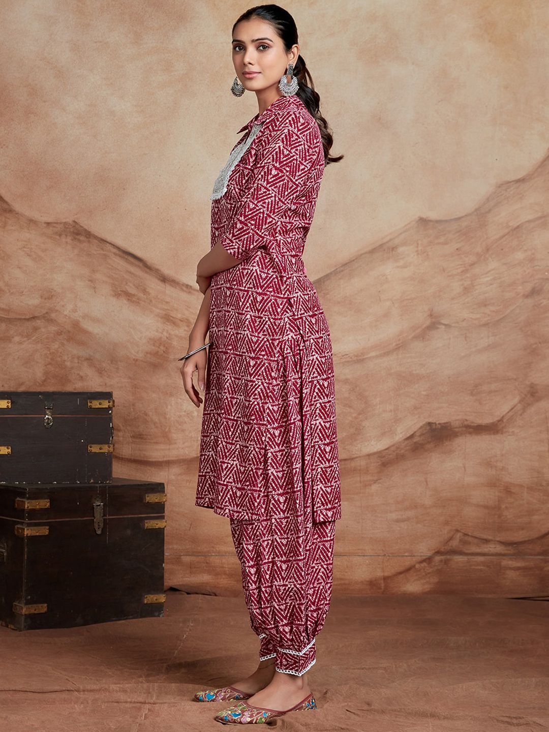 KALINI Ethnic Motifs Printed Mirror Work Regular Mirror Work Kurta with Salwar