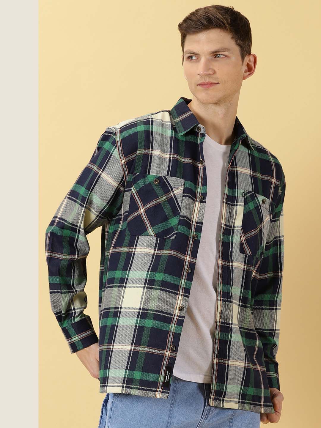Thomas Scott Classic Buffalo Checked Twill Cotton Shirt