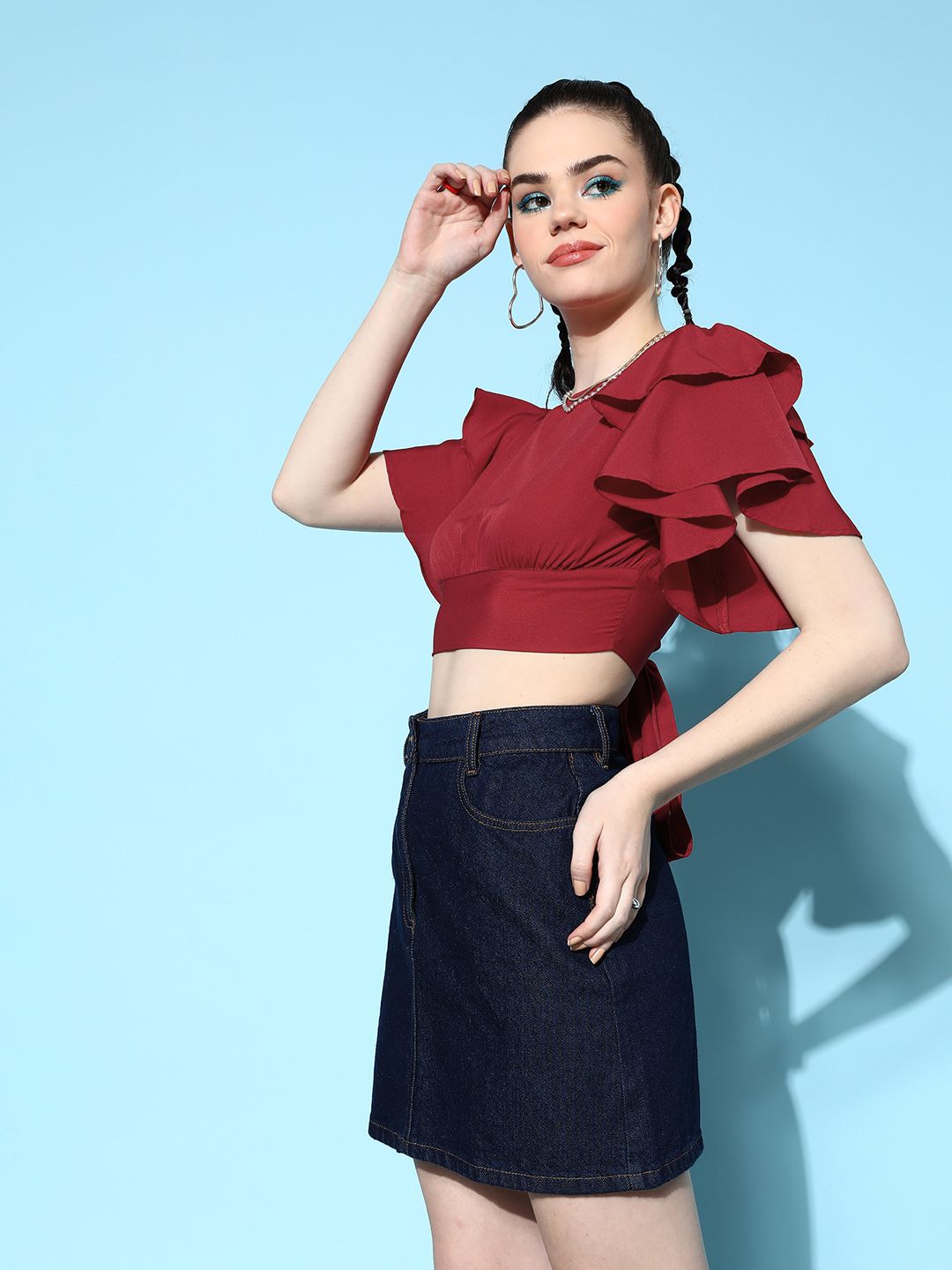 Berrylush   Red Solid Twist & Knot Top