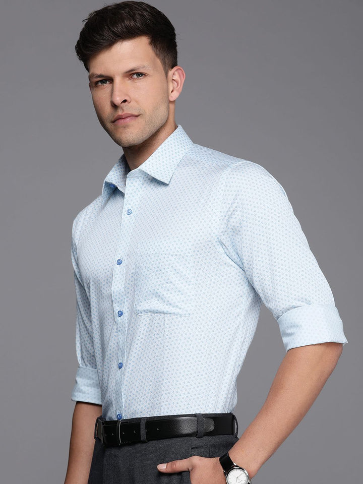 Raymond Slim Fit Geometric Printed Pure Cotton Formal Shirt