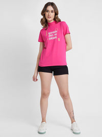 SPYKAR Typography Printed High Neck Cotton T-shirt