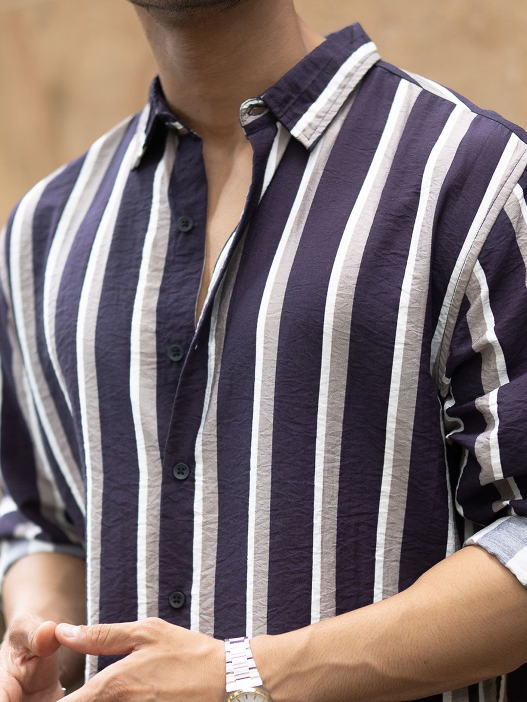 Powerlook Men Striped Spread Collar Casual Shirt
