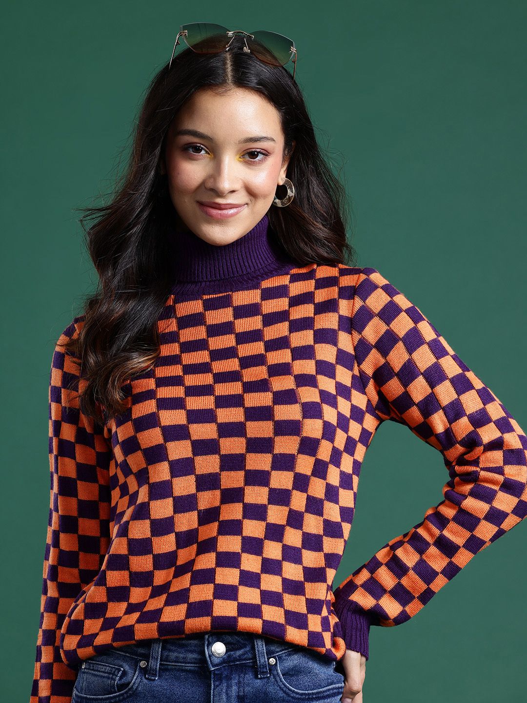 DressBerry Checked Acrylic Pullover