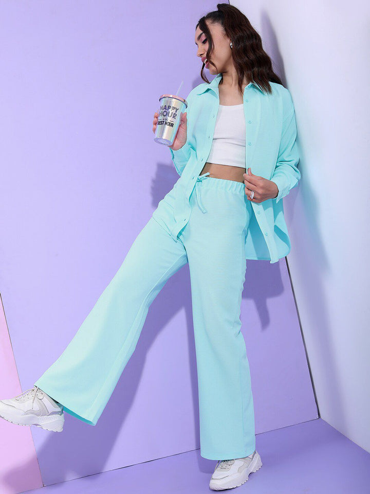 Tokyo Talkies Structured Knitted Shirt With Wide Leg Trousers