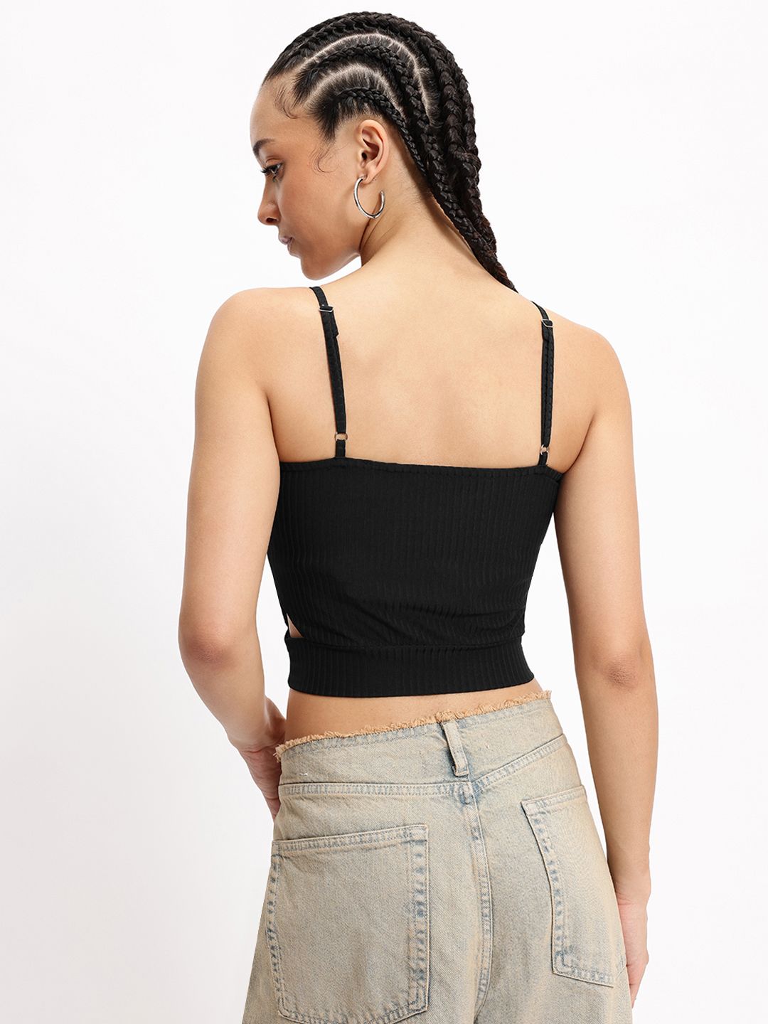 DressBerry Cut-Out Queen Ribbed Crop Top