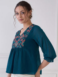Antheaa Floral Print Chiffon Top