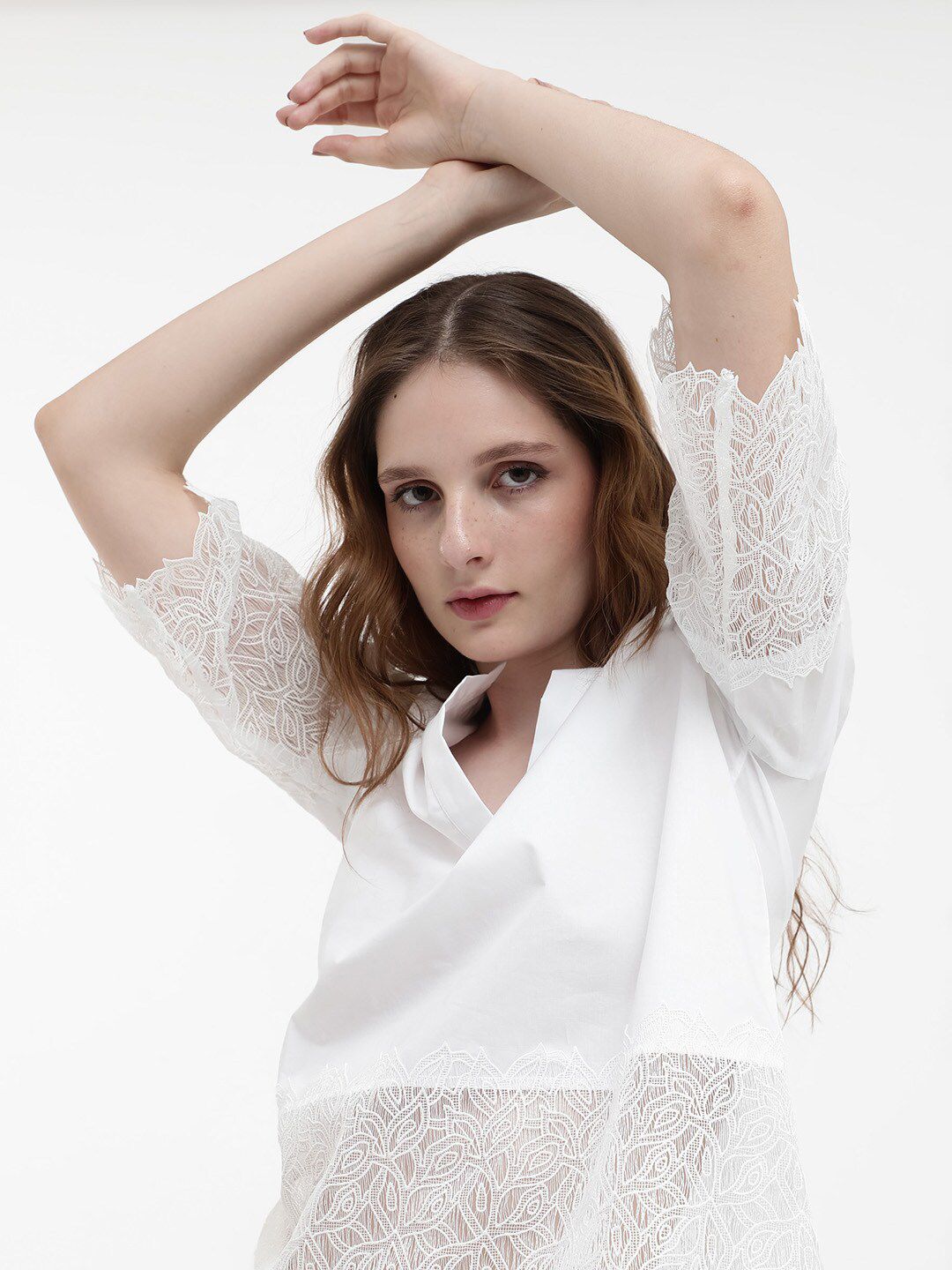 RAREISM Inna V-Neck Bell Sleeves Cotton Top