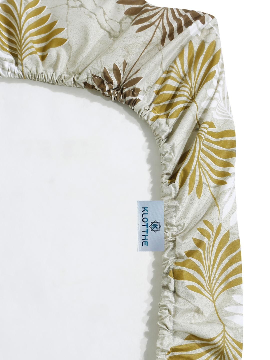KLOTTHE Olive Floral Cotton Single Bedsheets