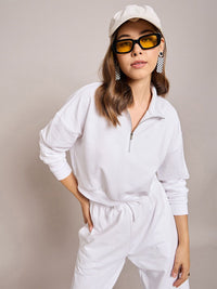 SASSAFRAS BASICS Women Oversized Zipper Sweatshirt