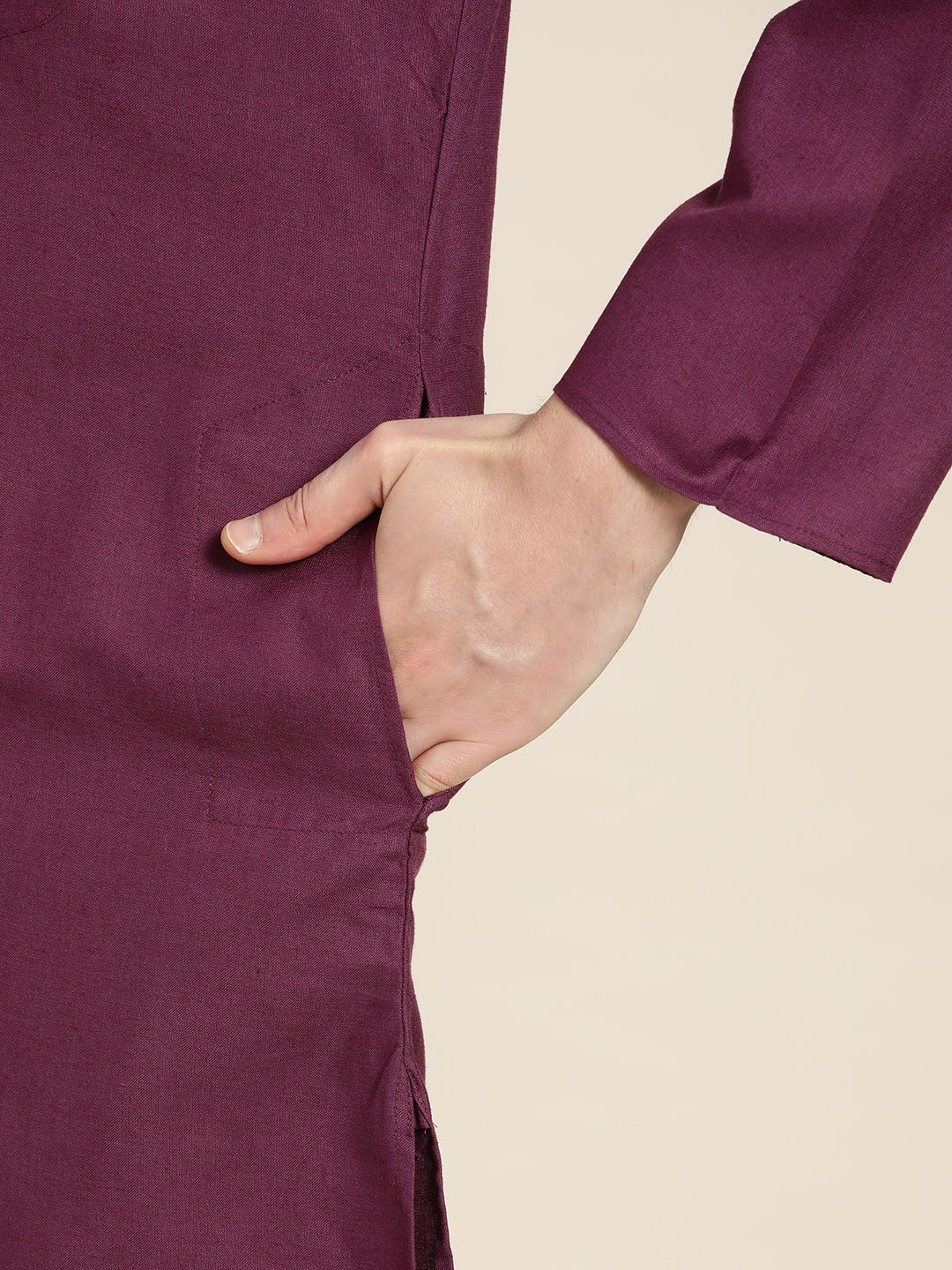 SOJANYA Lelaki Cotton Linen Solid Kurta