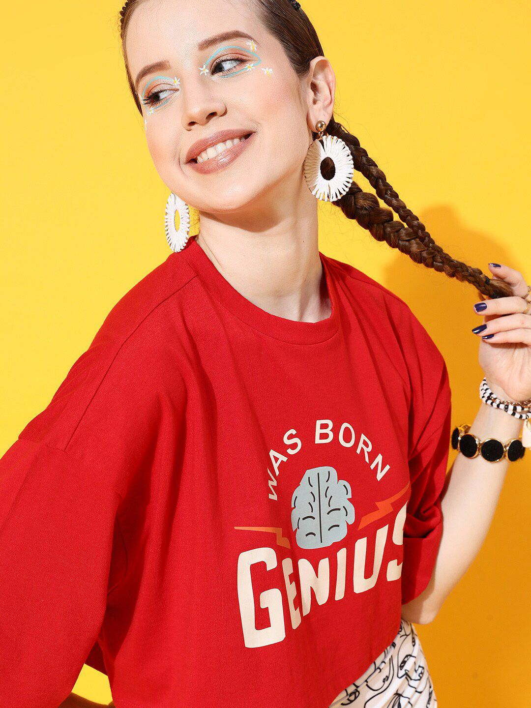 STREET 9 Women Deep Red Graphic Tshirt