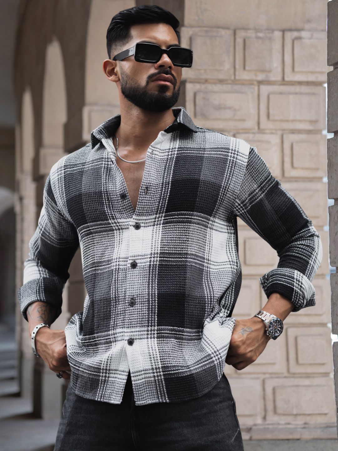 Powerlook Men Tartan Checks Opaque Checked Casual Shirt