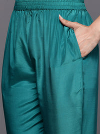 Libas Floral Embroidered Empire Sequinned Kurta with Trousers & With Dupatta