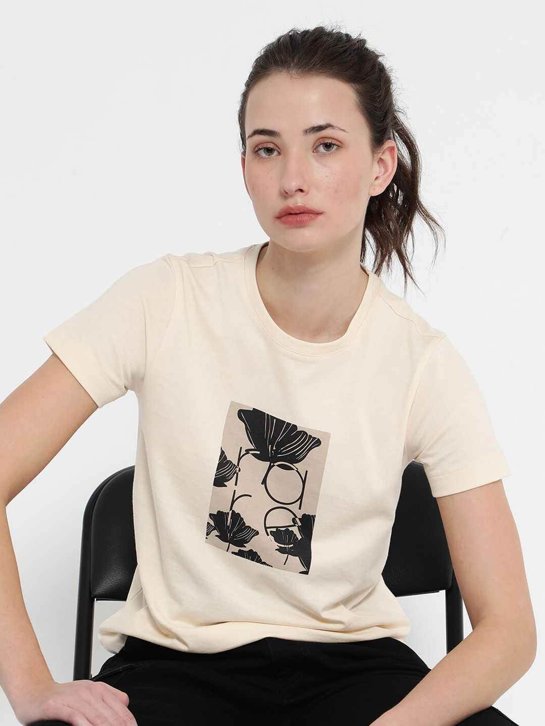 RAREISM Graphic Printed Round Neck Cotton T-shirt