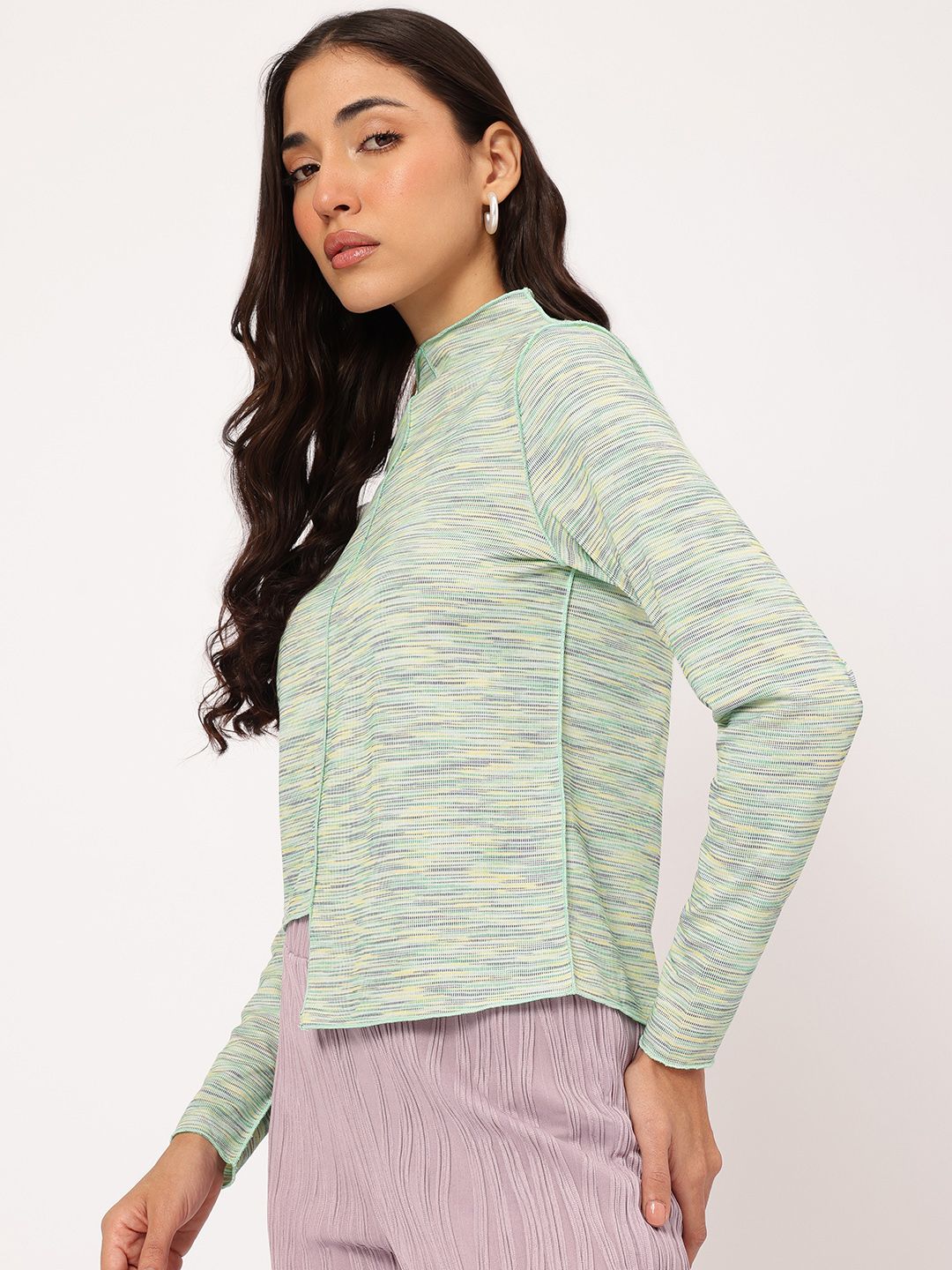 DressBerry Casual Constructs Upturn Stitch Asymmetric Hem Top