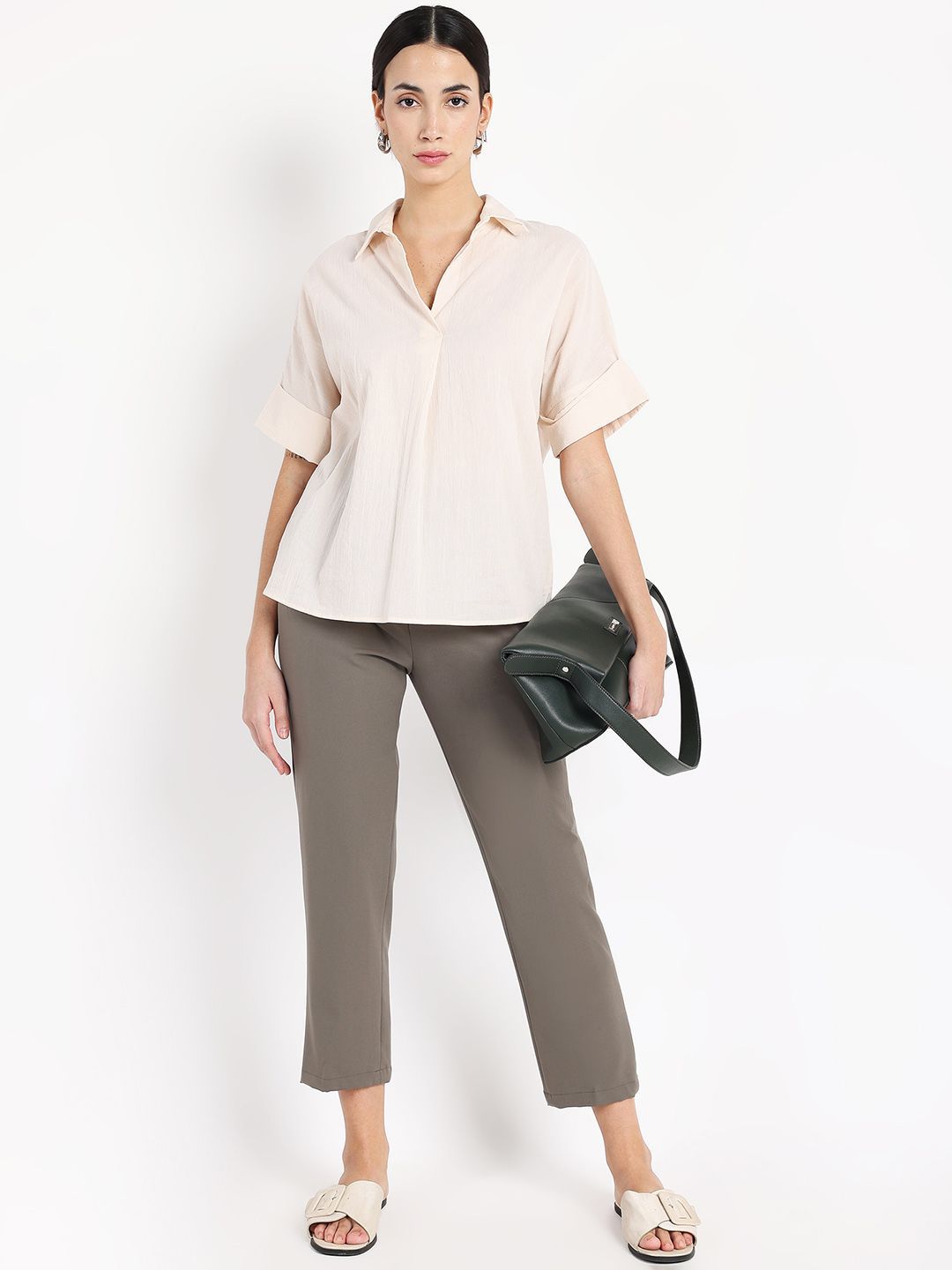 RAREISM Women Tailored Tapered Fit High-Rise Trousers