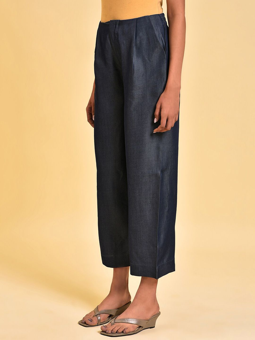 W Women Teal Blue Comfort Culottes Trousers