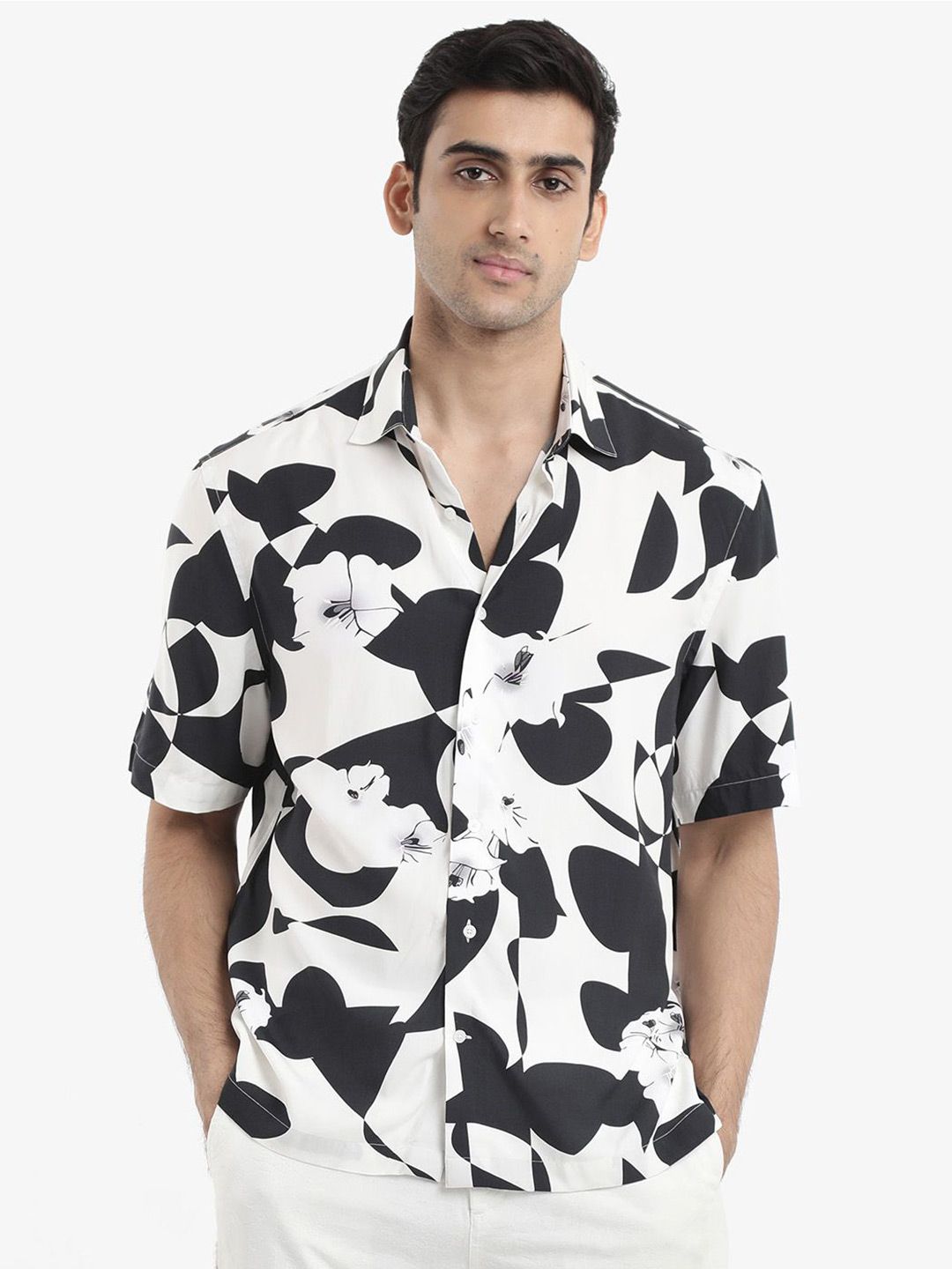 RARE RABBIT Men Talitha Boxy Opaque Printed Shirt