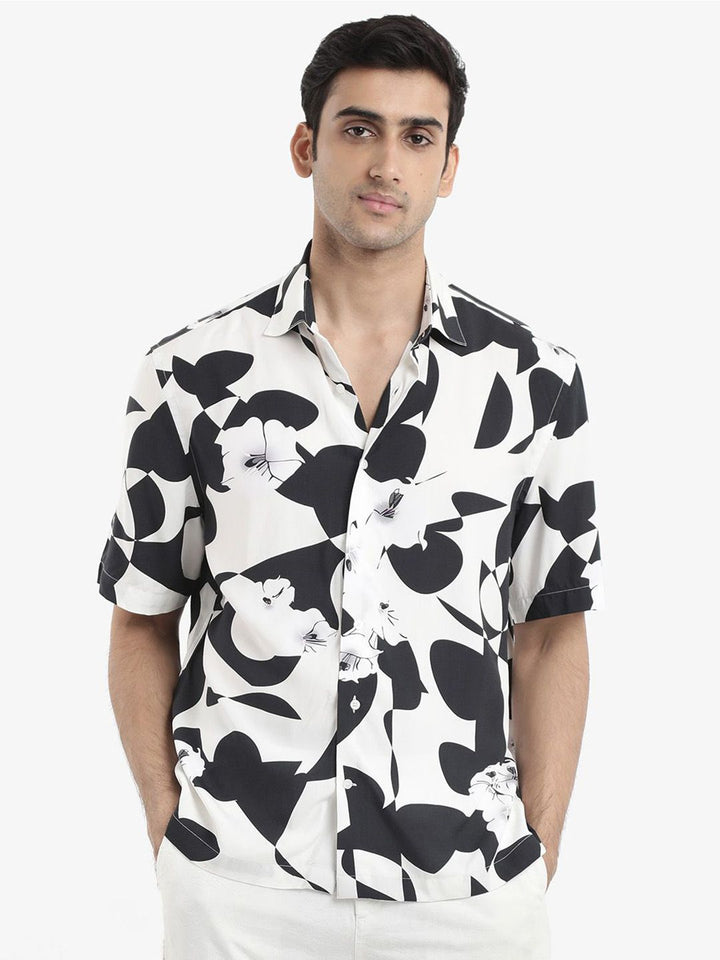 RARE RABBIT Men Talitha Boxy Opaque Printed Shirt