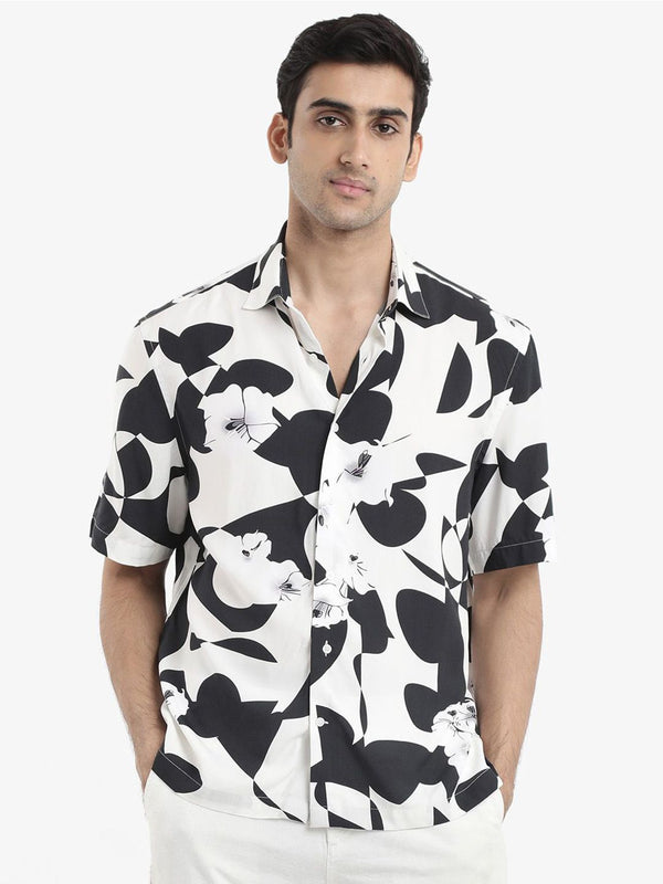 RARE RABBIT Men Talitha Boxy Opaque Printed Shirt