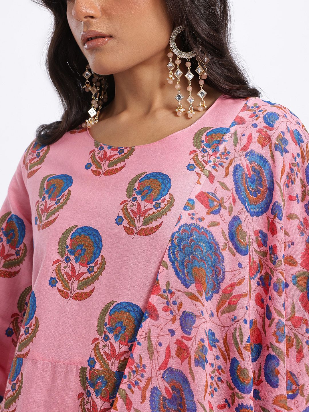 Anouk Floral Printed Pure Cotton Kurta with Trousers & Dupatta