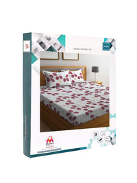 Myntra Elegant Homes White & Maroon Floral 300 TC King Bedsheet with 2 Pillow Covers