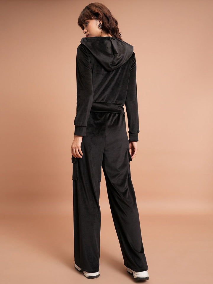 Tokyo Talkies Hooded Crop Sweatshirt & Wide Leg Cargo Trousers