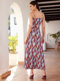 STREET 9 Blue & Maroon Floral Printed Shoulder Straps Maxi Dress