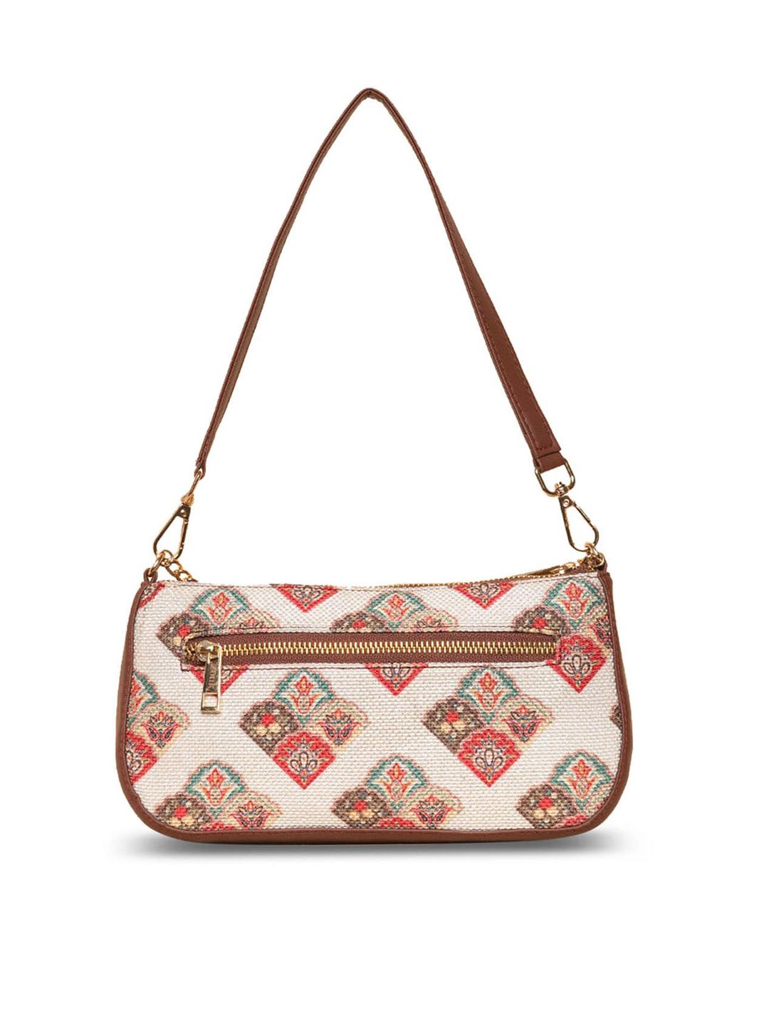 ZOUK Ethnic Motifs Printed Bowling Baguette Bag Handbags