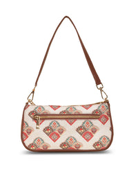 ZOUK Ethnic Motifs Printed Bowling Baguette Bag Handbags