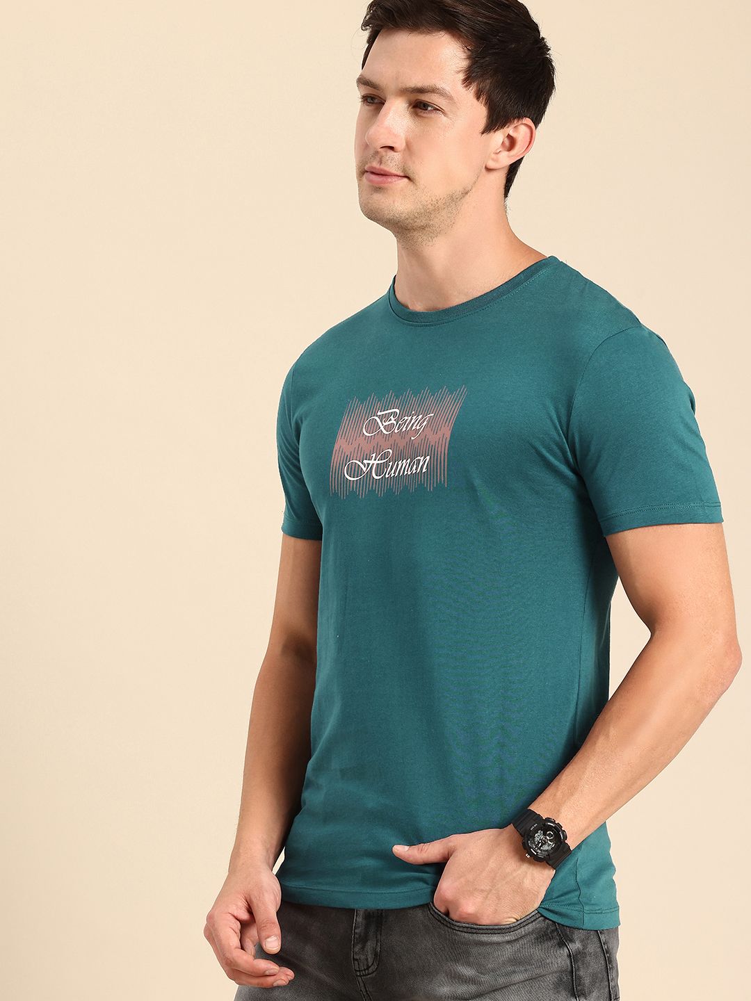 Being Human Pure Cotton Brand Logo Printed T-shirt